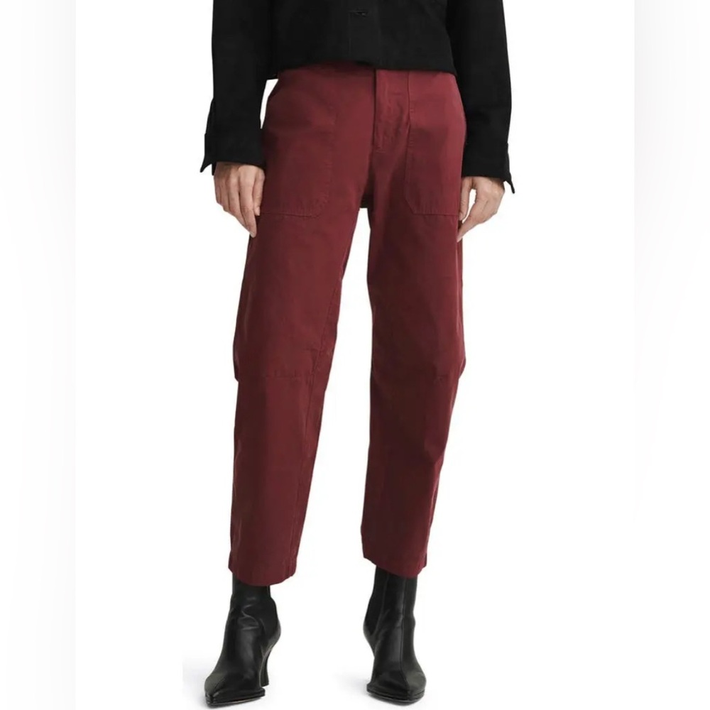 NWT // Rag & Bone // Leyton Workwear Cotton Pant, Sz 10, Color: Burgundy